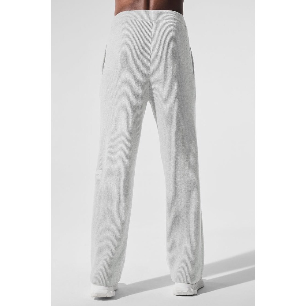 Alo Yoga Dolman Ribbed Knit Jogger Heather Grey Modal Lounge Pants Size  Small - Picture 2 of 8
